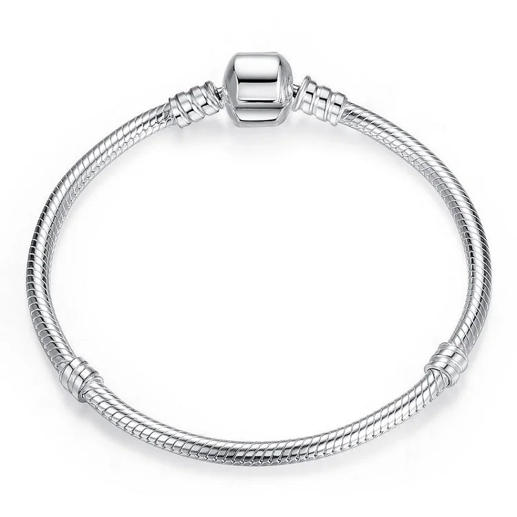 BAMOER TOP SALE Authentic 100% 925 Sterling Silver Snake Chain Bangle & Bracelet for Women Luxury Jewelry 17-22CM PAS902