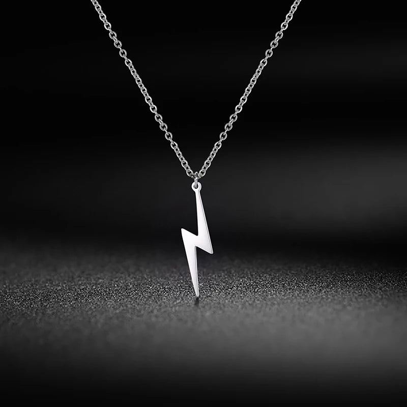 Stainless Steel Necklace Hot Lightning Pendant Necklace for Women Men Temperament Hip Hop Retro Chain  Charm Accessories Jewelry