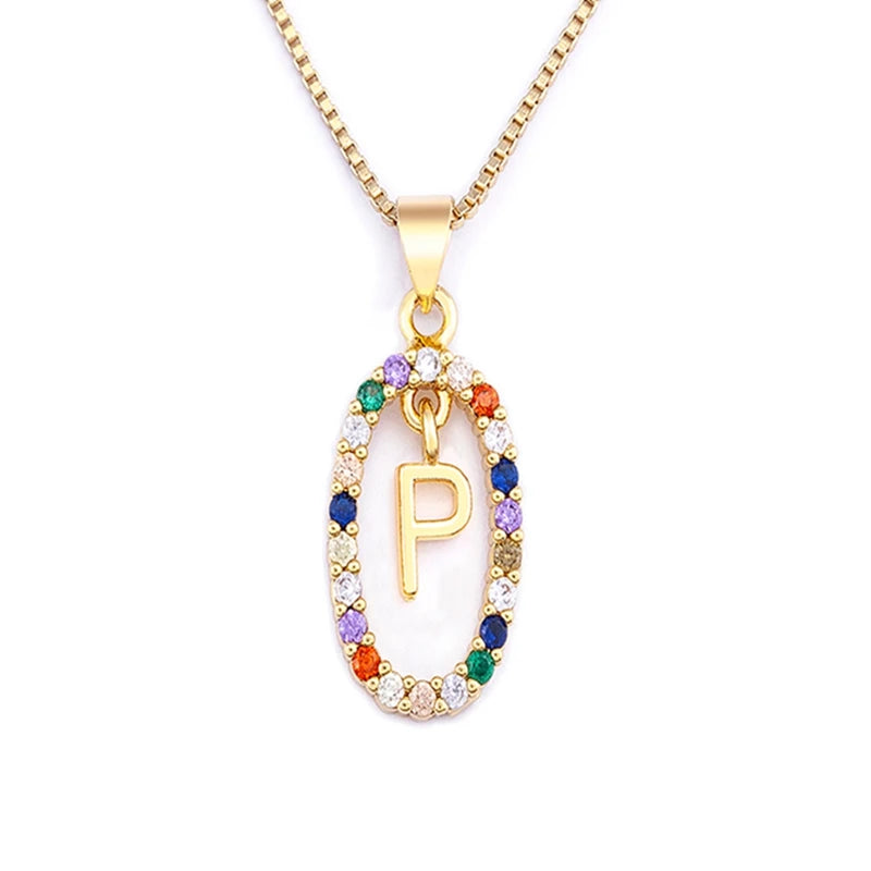 26 English Letters Pendant Necklace Zircon Fashion A - Z Initial M S C K Trendy Alphabet Long Chain For Women My Name Jewelry