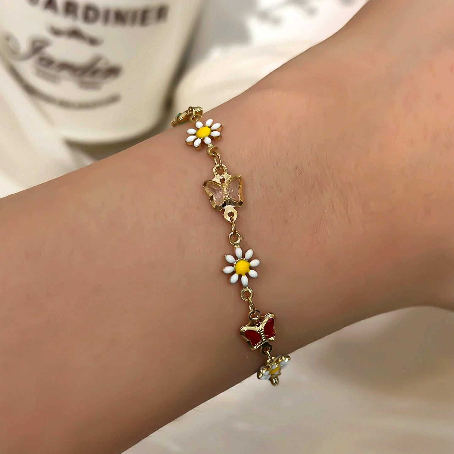 Fashion Sweet Flower Daisy Bracelet for Women Girl Y2K Accessories Handmade Colorful Beads Bracelet Boho Summer Pulseras Jewelry