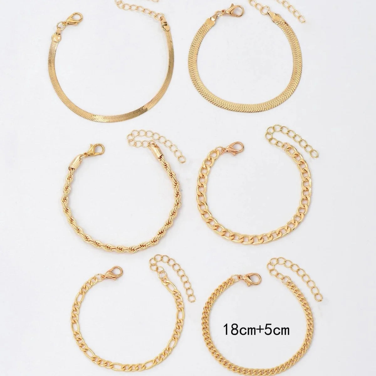 6Pcs/Set Fashion Thick Chain Link Bracelets Set For Women Gold Color Silver Color Metal Snake Chain Twist Bracelet Punk Jewelry