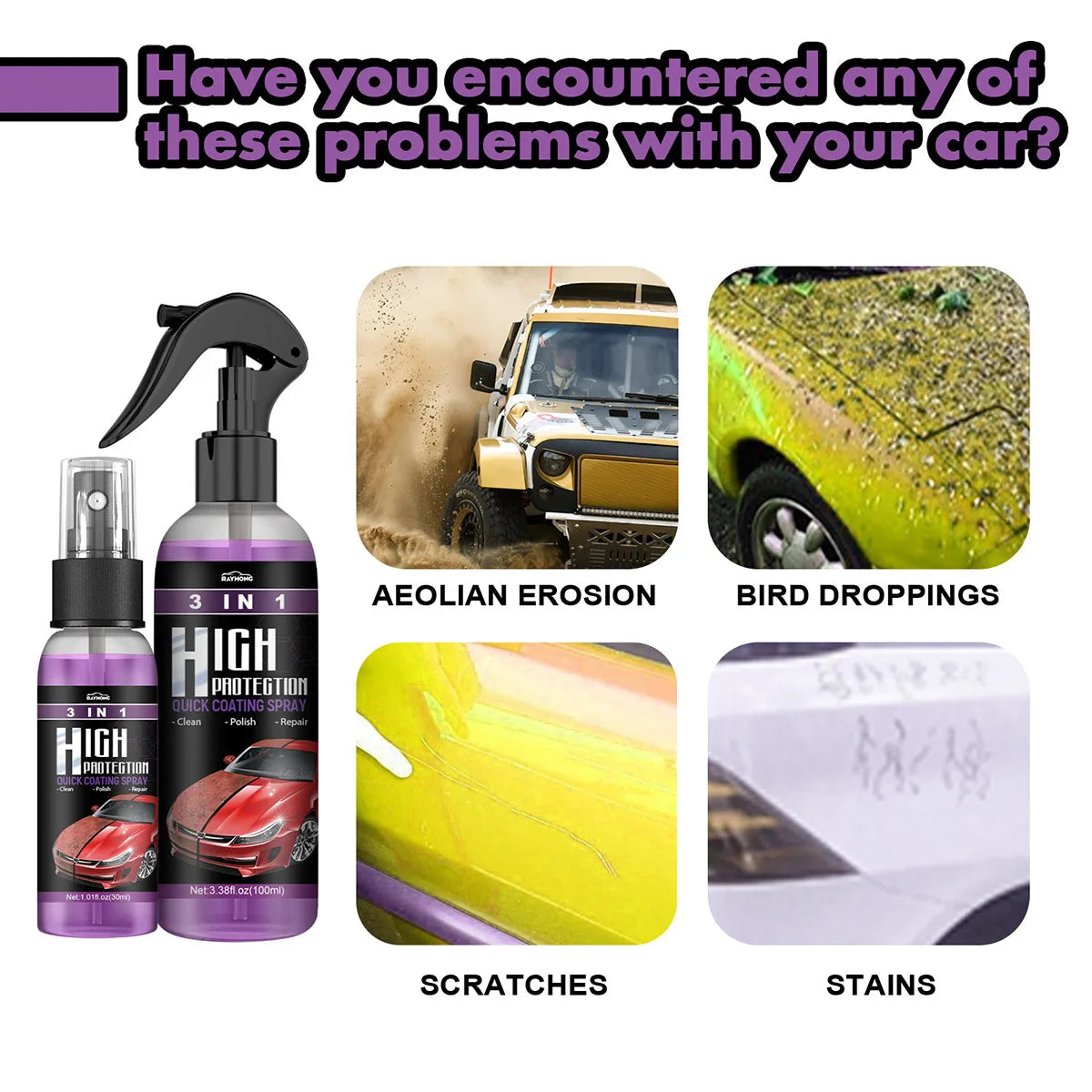 3 In 1 Car Coating Spray Hydrophobic Body Polish Car Ceramic Scratch Repair Remover Shield Coating Cleaning Auto Accessories