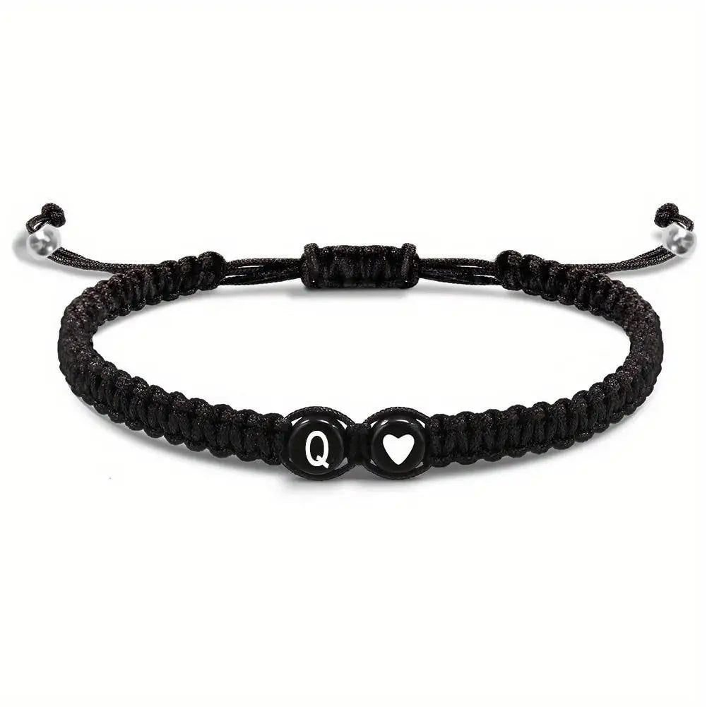 26 Letters Initial Heart Bracelets Handmade Adjustable A-Z Name Braided Bracelet For Women Men Friendship Couple Bracelet