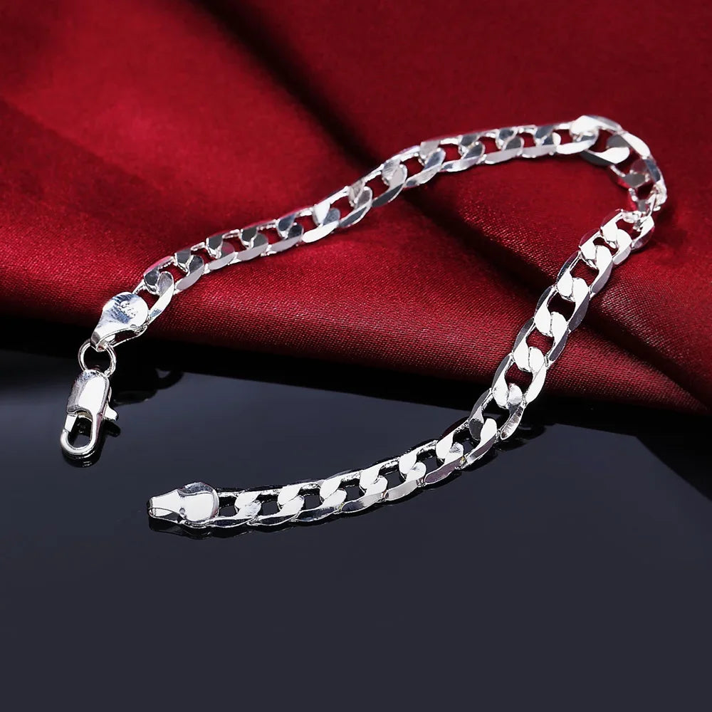 New High quality 925 Sterling Silver 4MM Women Men chain Male Twisted Rope Bracelets Fashion Silver Jewelry