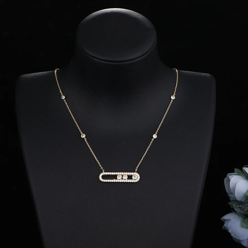 Hot Fashion Lucky Bead Geometric Pendant Necklace Gold Silver high-quality zircon Choker Necklace For Women Pendant Jewelry Gift