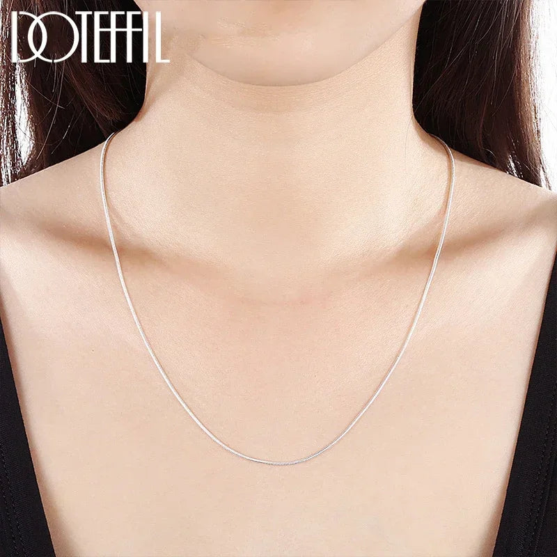 DOTEFFIL 10pcs/Lot 16/18/20/22/24/26/28/30 Inch 1.2mm Snake Chain Necklace Silver Color For Woman Man Fashion Jewelry