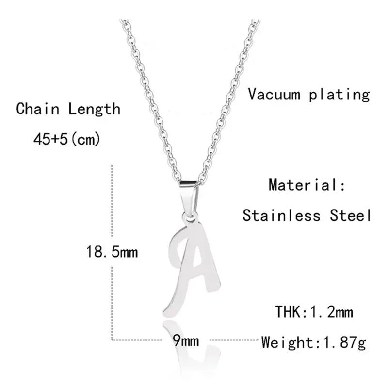 Fashion Initial Letter Pendant Necklace for Women Simple Stainless Steel Letter Glossy Clavicle Chain Choker Necklaces Jewelry