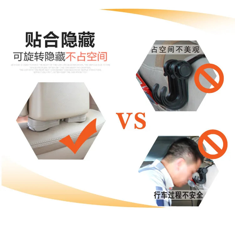 Portable Car Headrest Hook Seat Back Hanger for Bag Handbag Grocery Cloth Multifunction Clips Car Styling Car Stuff Purse Hanger