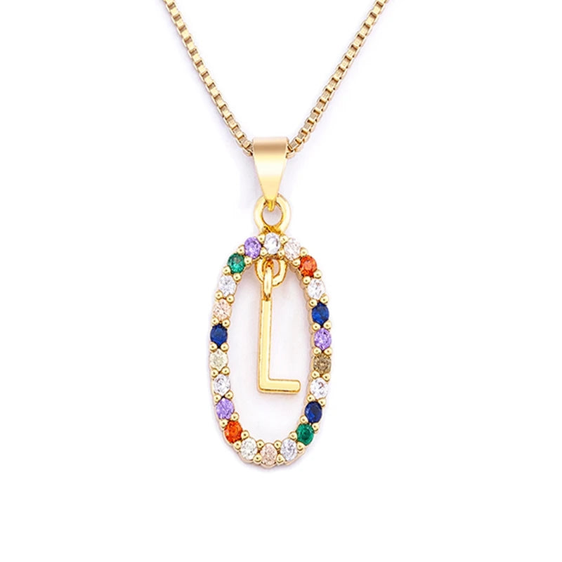 26 English Letters Pendant Necklace Zircon Fashion A - Z Initial M S C K Trendy Alphabet Long Chain For Women My Name Jewelry