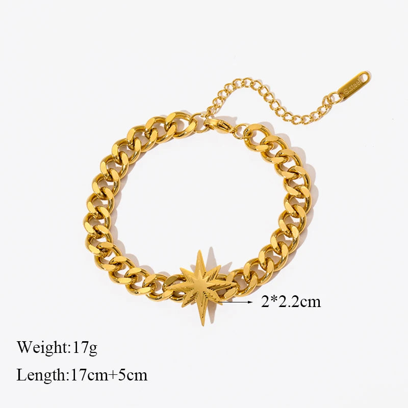 EILIECK 316L Stainless Steel Gold Color Bracelet for Women Simple Style Link Chain Bangle Trendy Fashion Non-fading Jewelry Gift