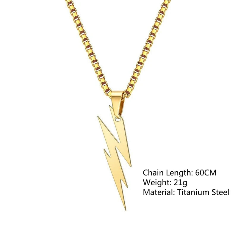 Fashion Stainless Steel Men's and Women's Lightning Necklace Hip Hop Party Motorcycle Accessories Pendant Necklace Jewelry