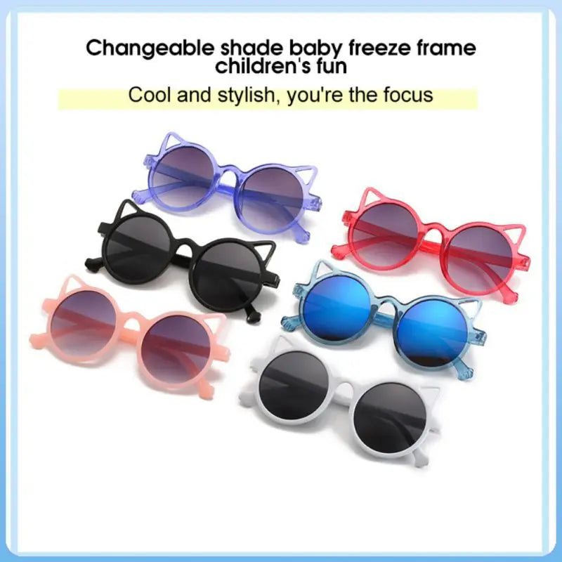 Baby Summer Sunglasses Transparent Cartoon Personality Plastic Eyewear Kid Colorful Travel Beach Round Frame Очки Солнечные