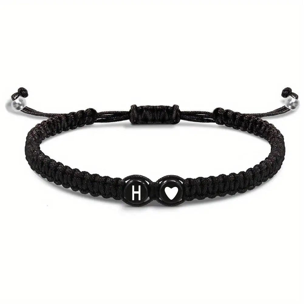 26 Letters Initial Heart Bracelets Handmade Adjustable A-Z Name Braided Bracelet For Women Men Friendship Couple Bracelet