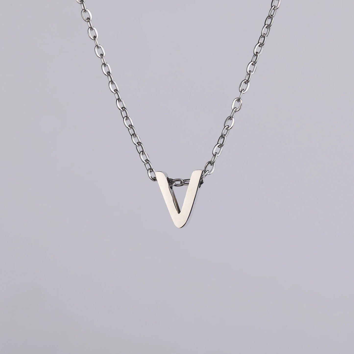 Unift Family Initial Name Necklaces Letter Alphabet M Pendant Stainless Steel Women Neck Chain Choker Trendy Minimalist Jewelry