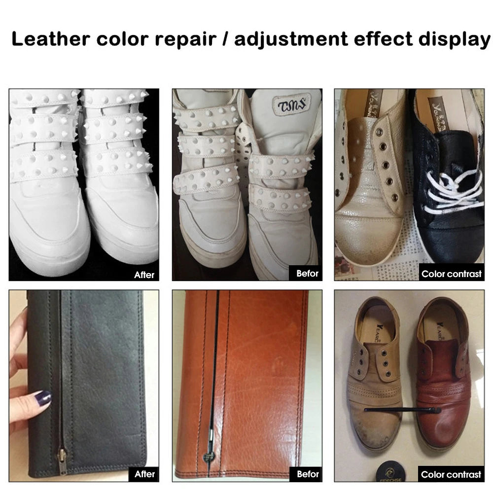 Car Leather Repair Kit Liquid Skin Recoloring Balm No Heat Repair Tool Auto Seat Holes Scratch Cracks rips restoration set shoes