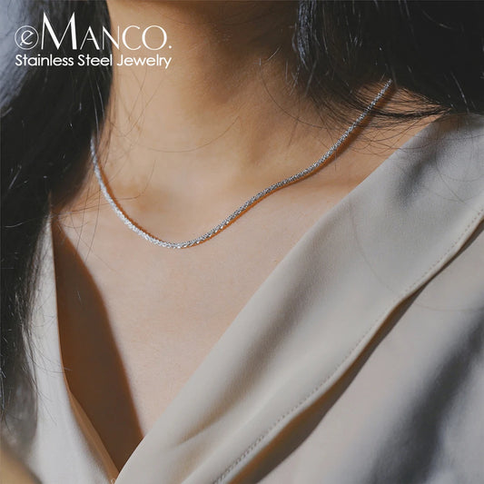 eManco 316 Stainless Steel Cauliflower Chain Necklace 2.4MM Fine Flash Necklace Holiday Gift