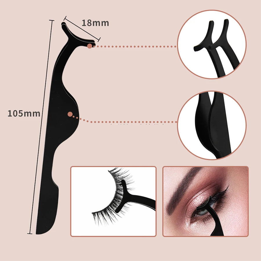 Dual Color Handle Curling Eyelash Clip Artificial Eyelash Assistant Eyebrow Trimmer Steel Needle Portable