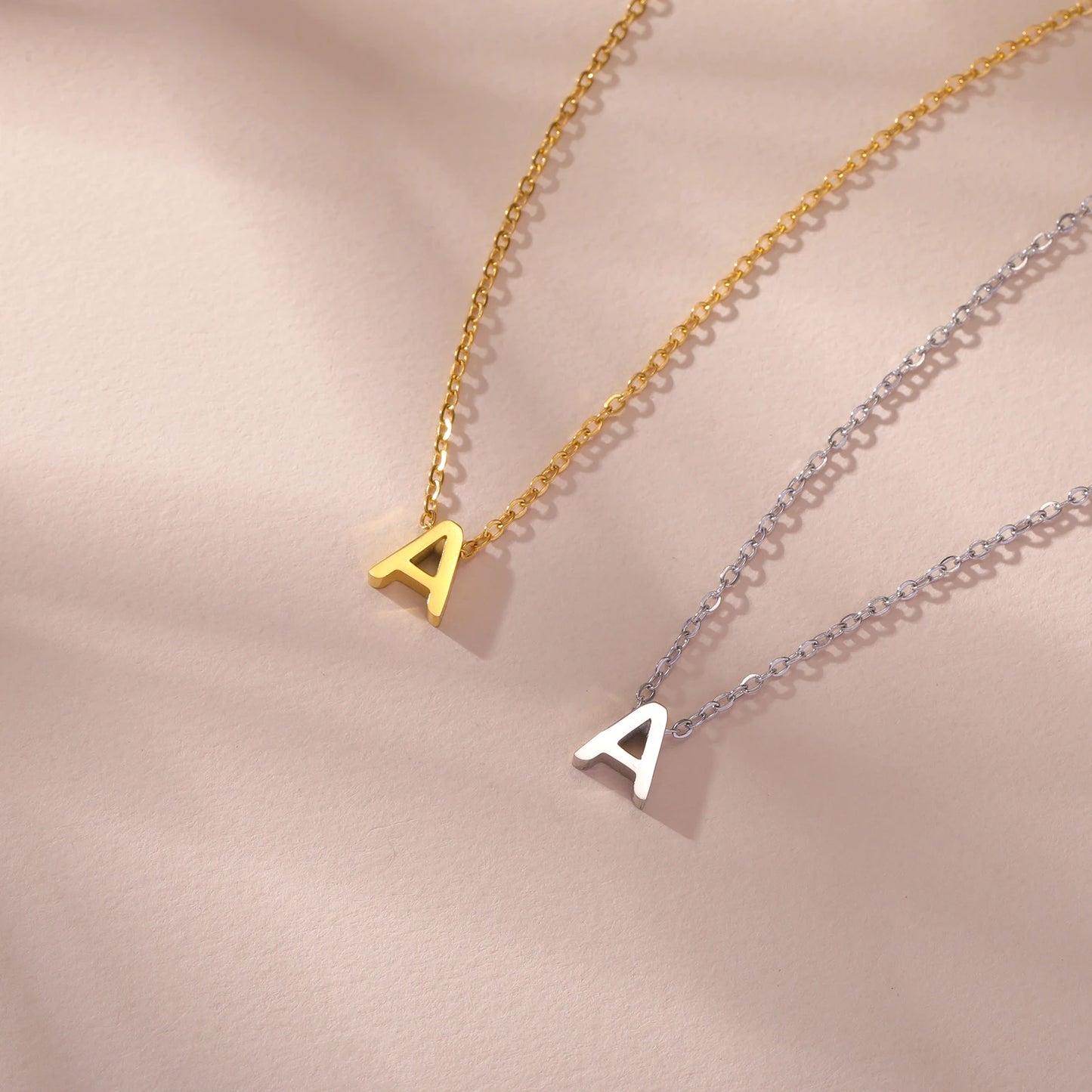 Unift Family Initial Name Necklaces Letter Alphabet M Pendant Stainless Steel Women Neck Chain Choker Trendy Minimalist Jewelry