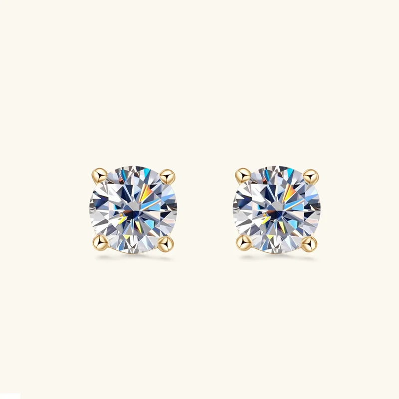 6.5mm 3.0cttw D Color Moissanite Jewelry Set 18K Gold Plated Silver 925 Stud Earrings Pendant Necklace for Women Gift Birthday