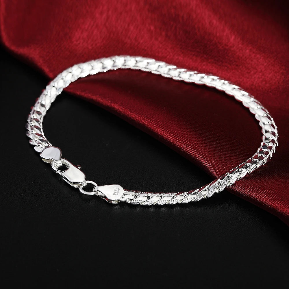 Andara Fine 45-60cm 925 Sterling Silver 6MM Full Necklace Bracelet Fashion Jewelry For Women Men Link Chain Set Wedding Gift