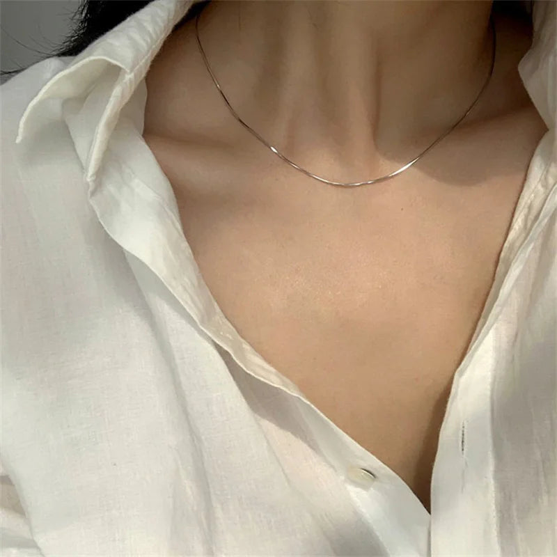 High Quality Thin Snake Bone Necklace For Women Girls Delicate Dainty Necklace Simple Clavicle Chain Party Jewelry Accessories