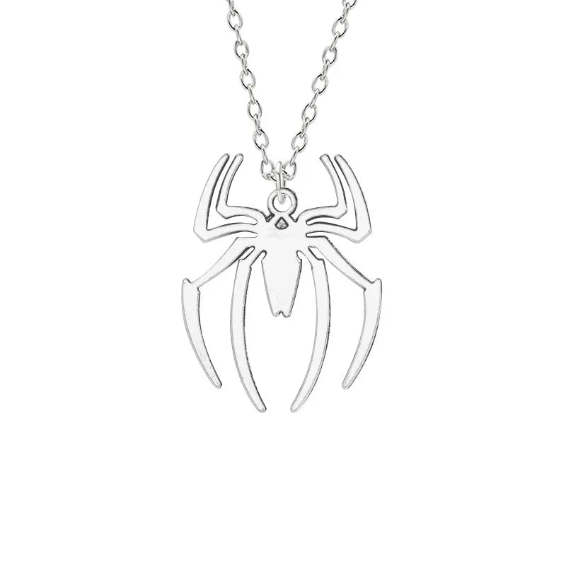 Spider Punk Pendants Chain Mens Necklaces Silver Color Neck Chain Gothic Couple Streetwear Gifts