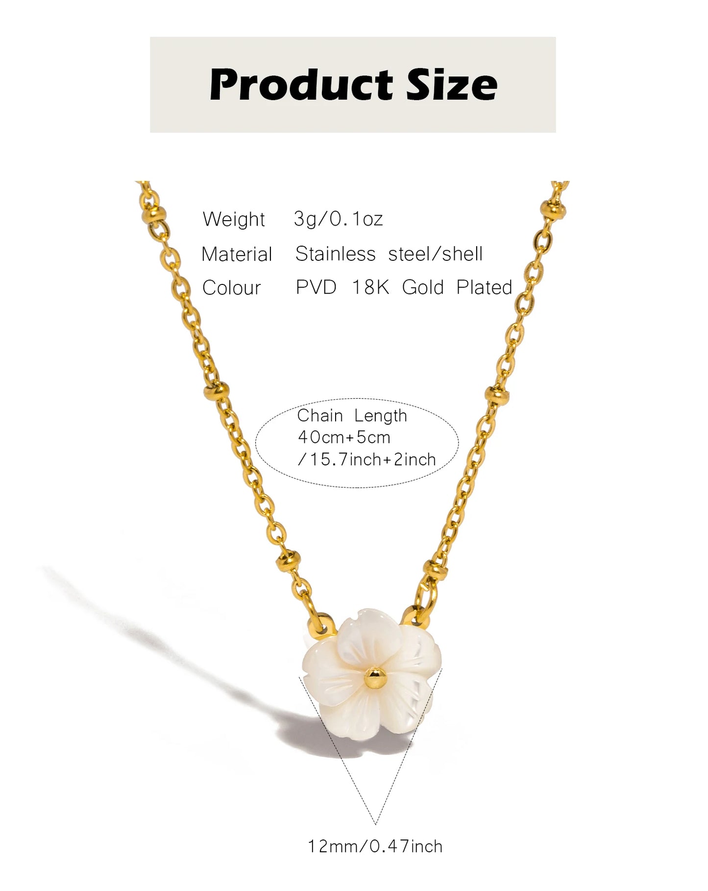 UHBINYCA Elegant Flower Shell Necklace for Women, Stainless Steel Chain Colorfast Jewelry