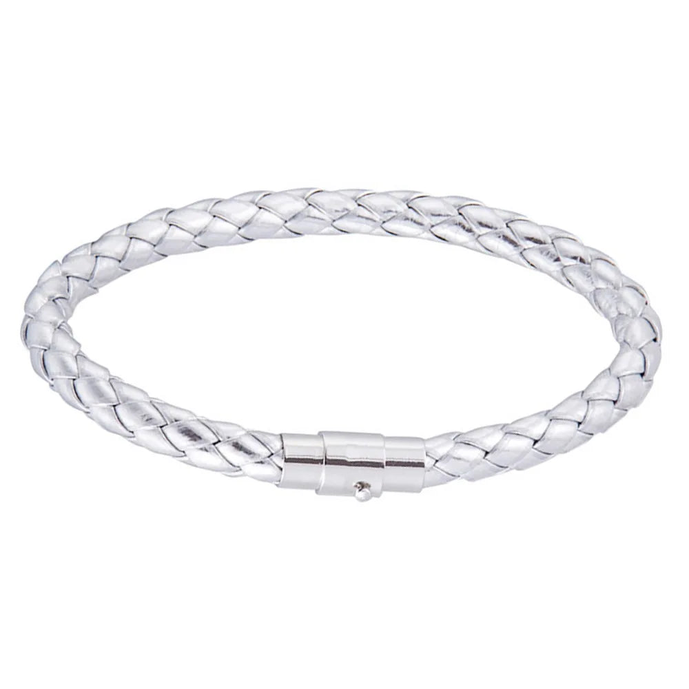 High Quality Rope Leather Bracelet Men Women Stainless Steel Magnetic Clasp Summer Style Male Bracelets Bangles Jewelry SL019