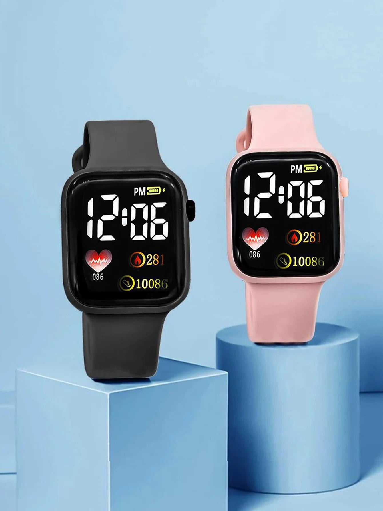 5pcs  Rectangular classic fashion Girls Women's digital watch with Love jewelry set analog watch gift