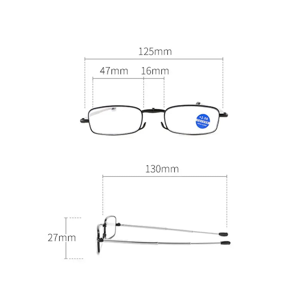 Portable Folding Reading Glasses with Keychain Case Anti Blue Light Presbyopic Eyeglasses Women Men Ultralight Hyperopia Eyewear