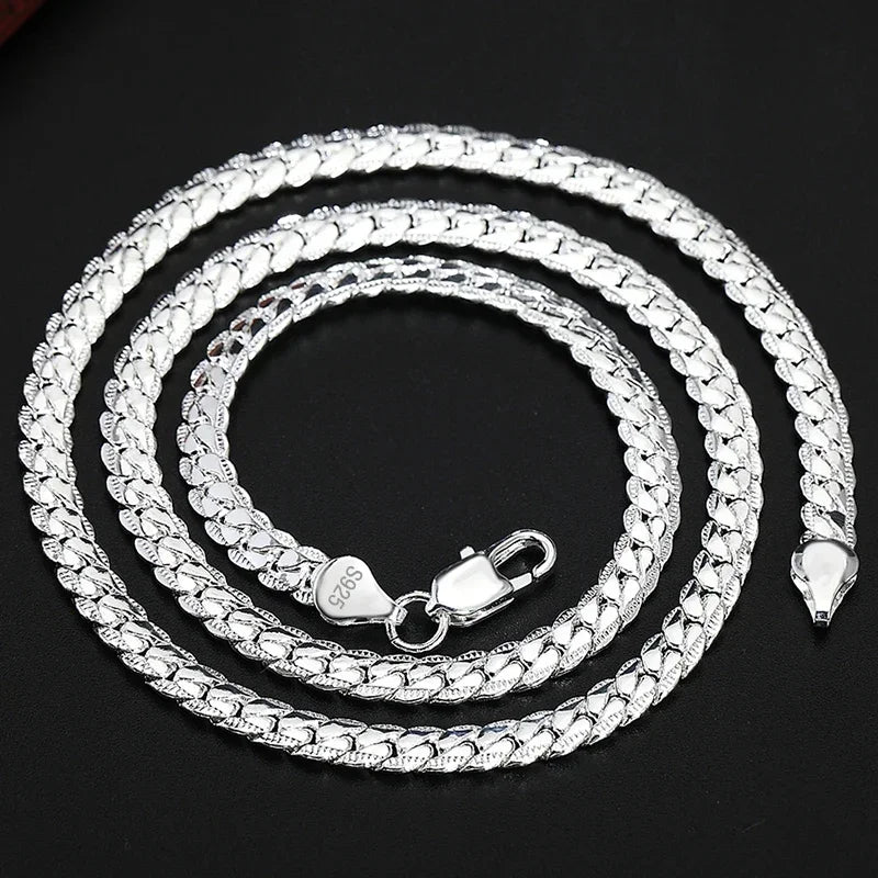 925 Sterling Silver 5MM 18K Gold Full Sideways Figaro Chain Necklace For Woman Man Fashion Wedding Engagement Jewelry Gifts