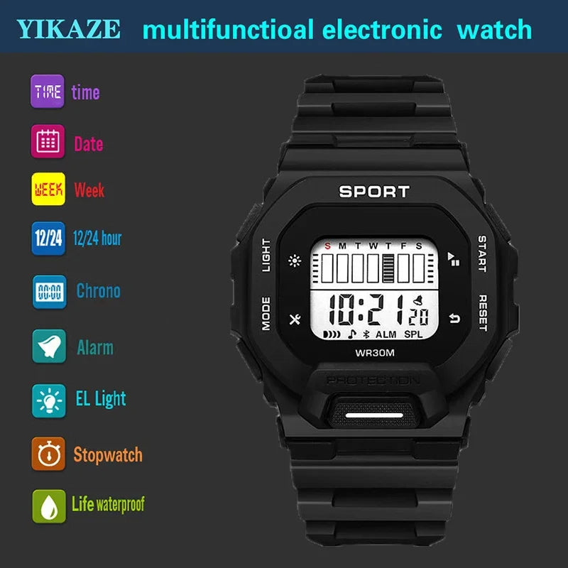 Y10 Men Women Sports Watches Multifunction Military Digital Watch Waterproof Outdoor Fitenss Wristwatch for Student Man Gifts