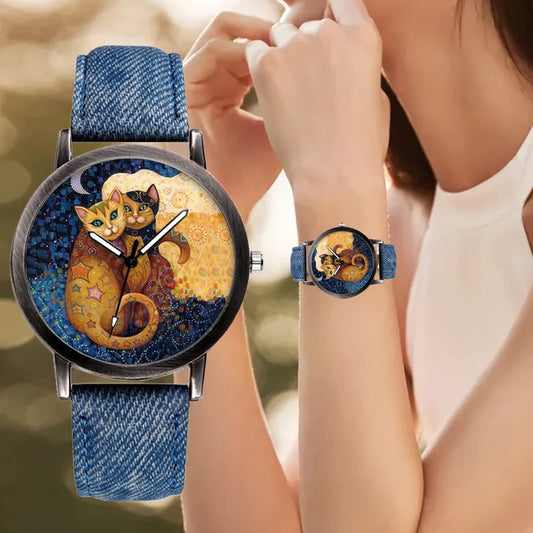 Luxury Women Watch 2022 New Fashion Lovely Cat Dial Ladies Wrist Watches Girls Students Leather Quartz Clock Gift Montre Femme