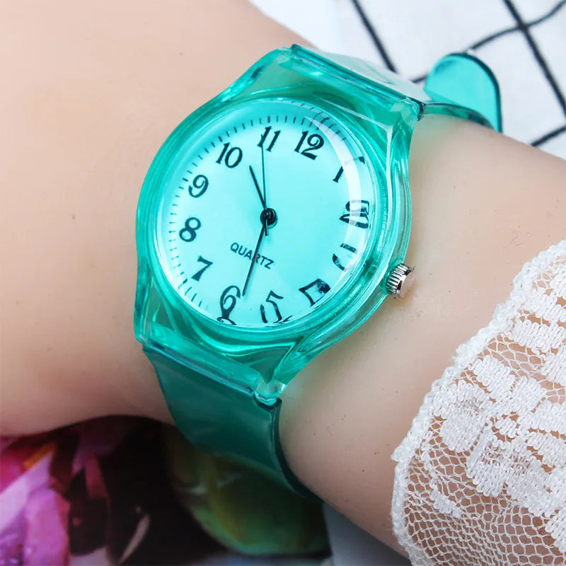 2023 Casual Fashion Women Lady Silicone Jelly Quartz Watch Women Lovely Wristwatch Transparent Summer Candy Color Student Clock