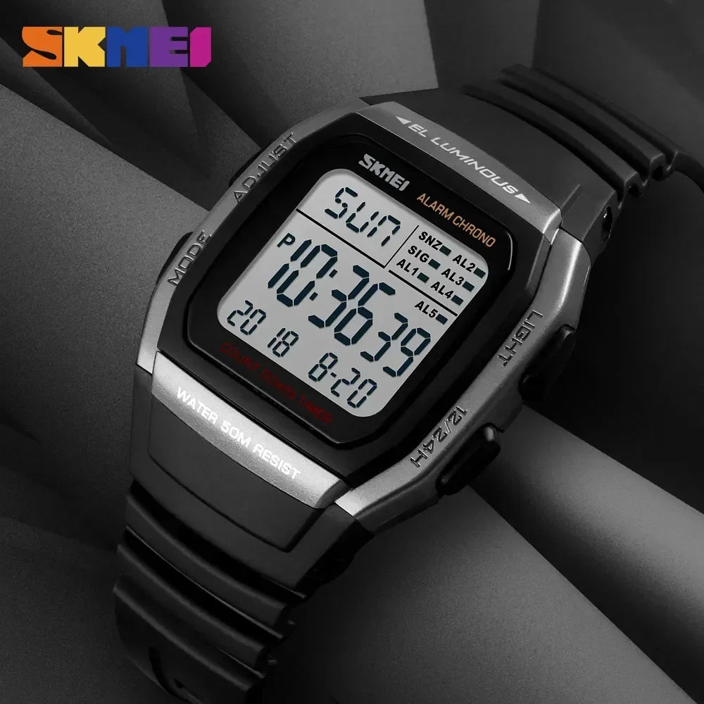 SKMEI 1278  Casual Outdoor Male Clock Luminous montre homme Digital Dual Time Sport Mens Watches Chrono Countdown Men Wristwatch