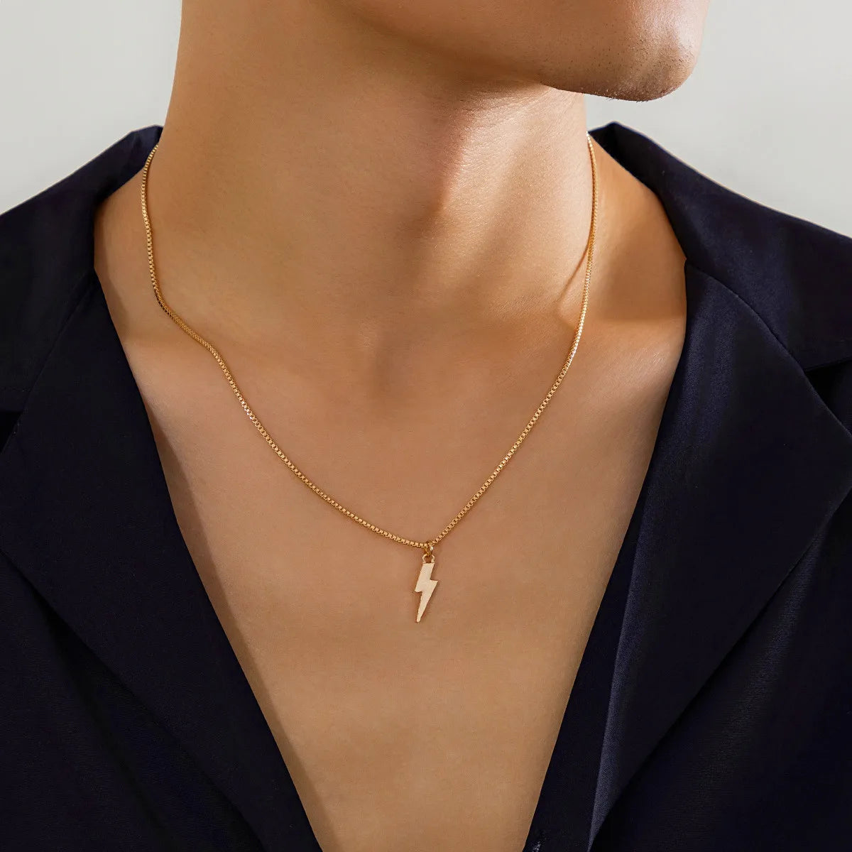 Simple Chains with Lightning Pendants Necklace for Men Trendy Charms Accessories on the Neck 2023 Fashion Jewelry Male Gifts