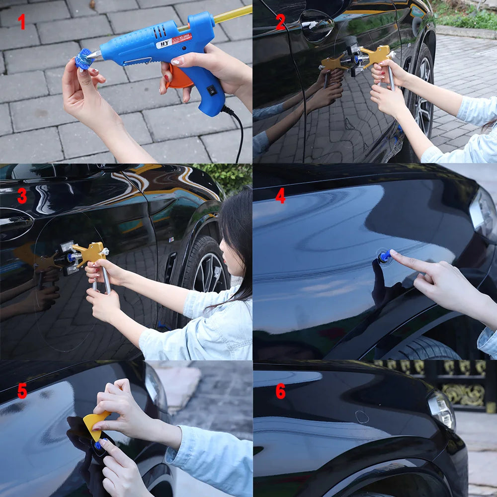 Auto Body Paintless Dent Repair Removal Tool Dent Lifter Suction Cup Glue Dent Puller Kit Bag for Car Mechanic Hail Dents