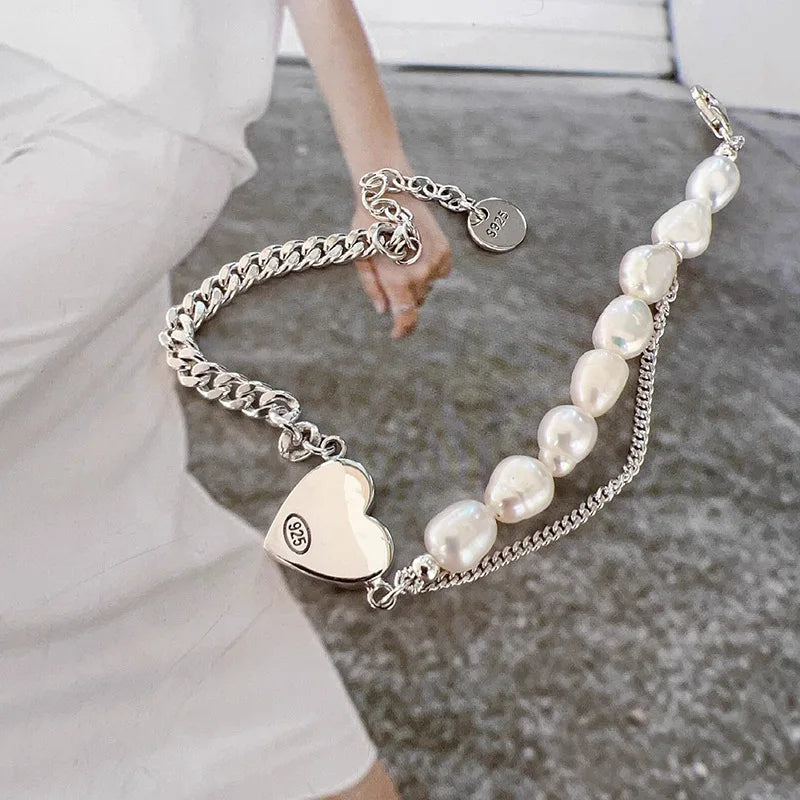 VENTFILLE 925 Sterling Silver Pearls Bamboo Knots Bracelet for Women Girl Simple Korean Jewelry Birthday Gift Dropshipping