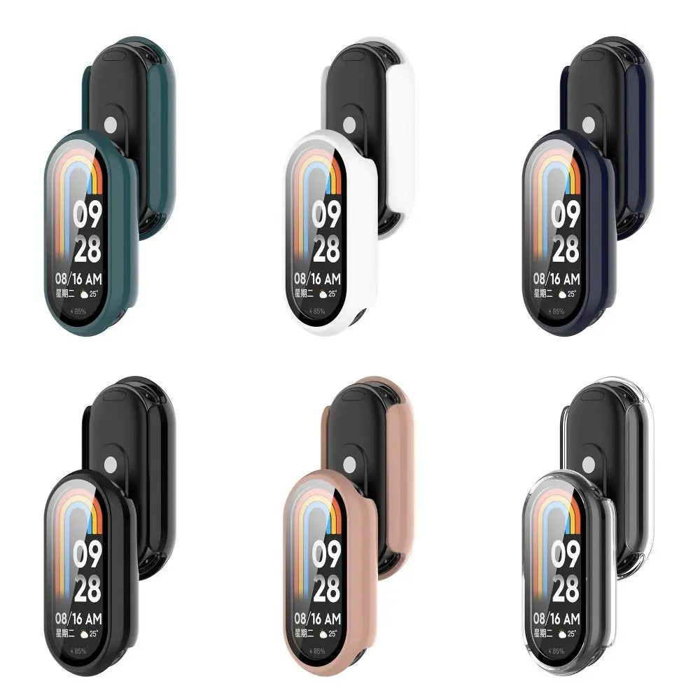 Protective Case For Xiaomi Mi Band 8 Smart Watch PC Frame Full Cover Screen Protector Tempered Glass Film Bumper For MiBand 8