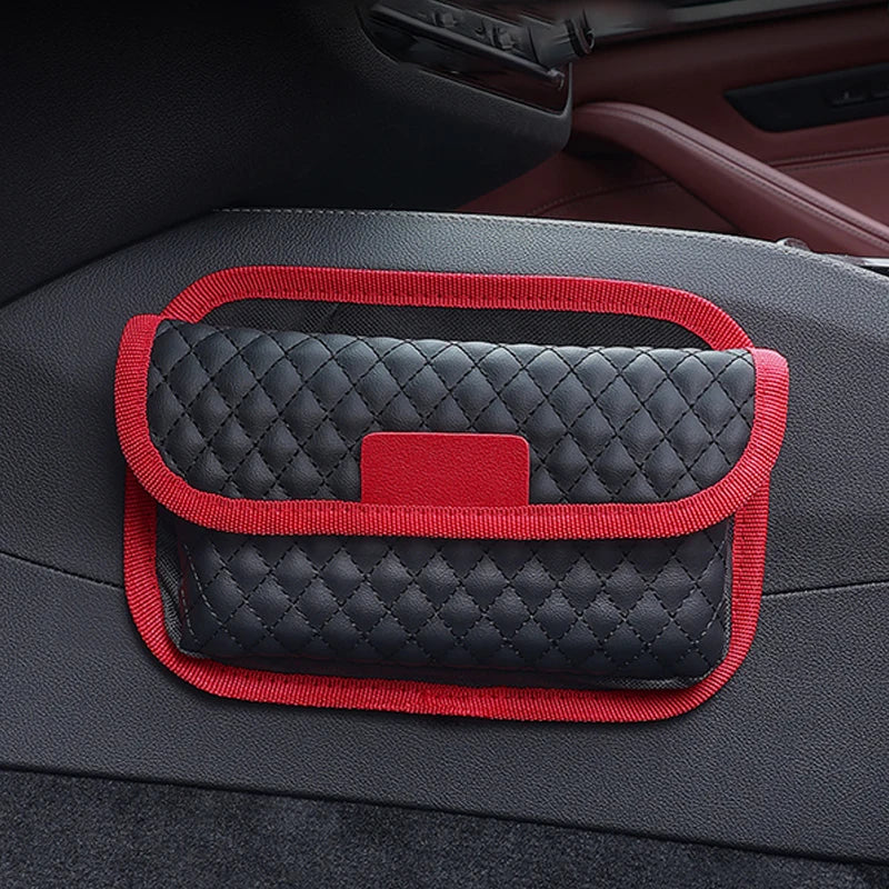 PU Leather Car Storage Pocket Seat Back/Door/Center Console Organizer for Small Stuff Car Storage Bag Universal for All Vehicles