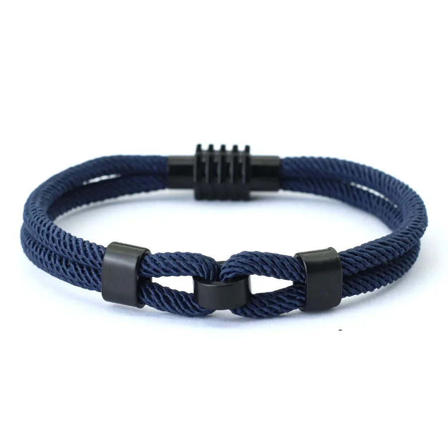 New Stylish Knot Bracelet For Men Black Magnet Buckle Rope Braslet Gifts For Him Nautical Braclet Pulseras De Hilo Wrap Jewelry