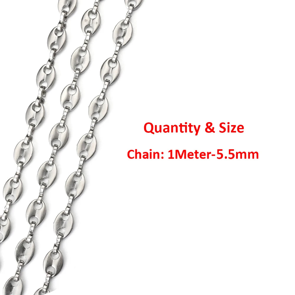 2Meters/1Meter Stainless Steel Chain High Quality Gold Color Chains for Bracelet Necklace Jewelry Making DIY Findings Wholesale