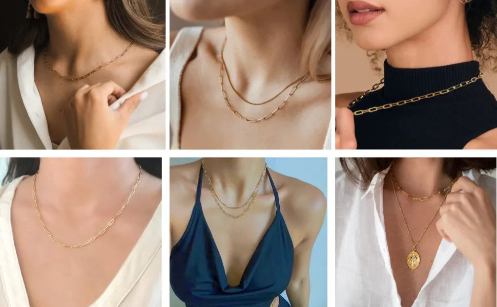 Simple Gold Color Stainless Steel Thick Chain Necklaces for Women Hip Hop Street Trend Men Metallic Chains Necklace Jewelry