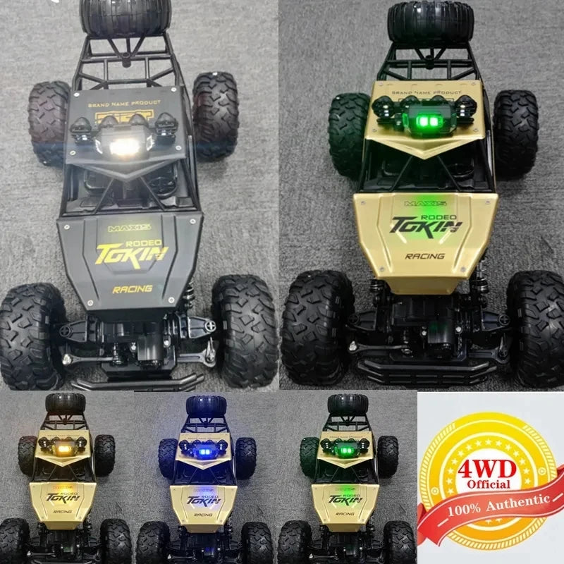 1:16 4WD RC Car With Led Lights Remote Control Cars Buggy Off Road 4x4 Radio Control Alloy Trucks Boys Toys for Children