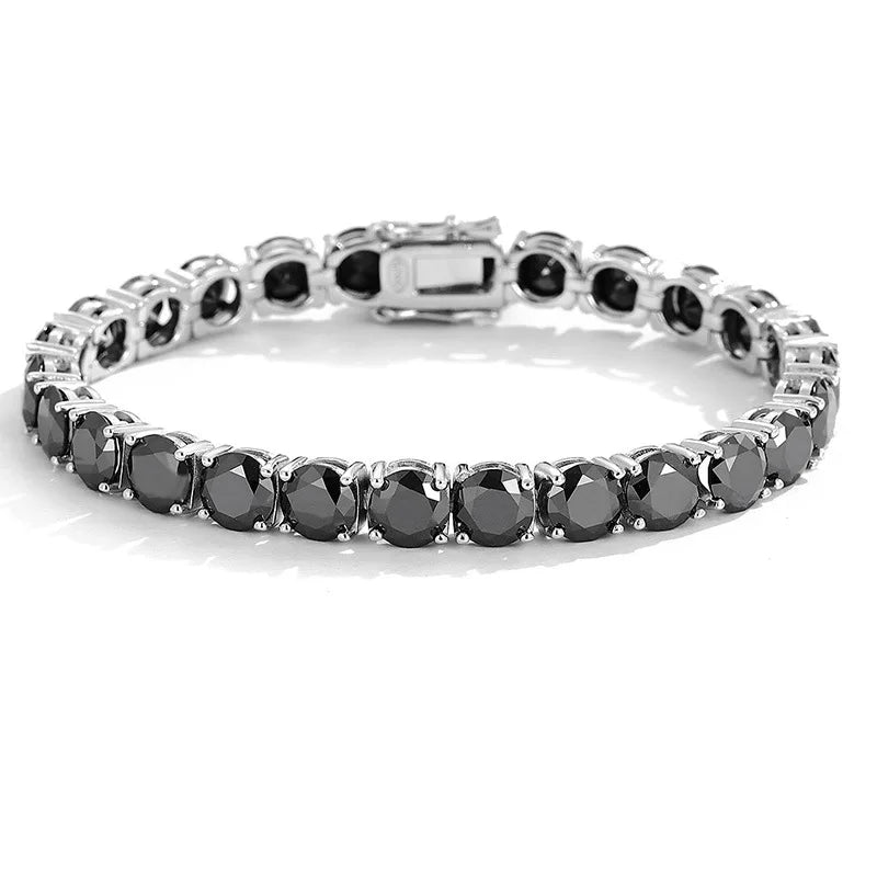 EWYA GRA Certified Real 3/4/5/6.5MM Full Black Moissanite Tennis Bracelet for Women Men S925 Silver Link Bracelets Fine Jewelry