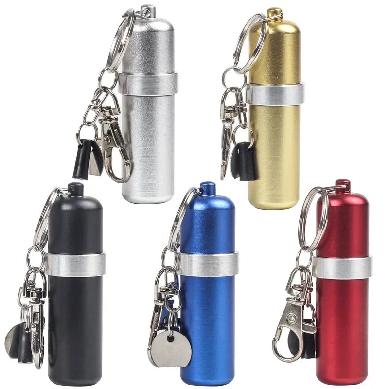 Portable Metal Fuel Canister with Key Chain, Suitable for Kerosene Oil or Other Fluids. Ideal for Travel and Smoking Accessories