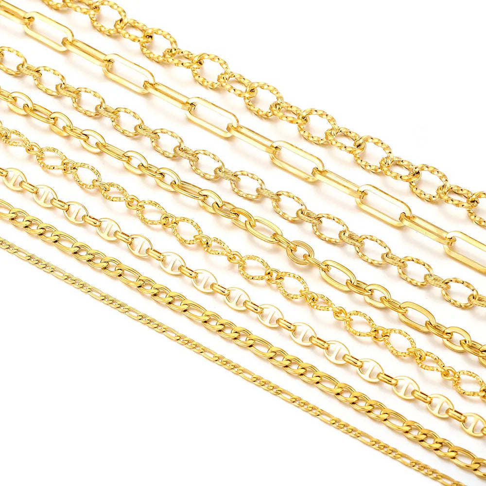 1 Meter Stainless Steel Large Heavy Chunky Hip Hop Punk Link Gold Color Chains DIY Jewelry Materials Handmade Necklace Bracelet