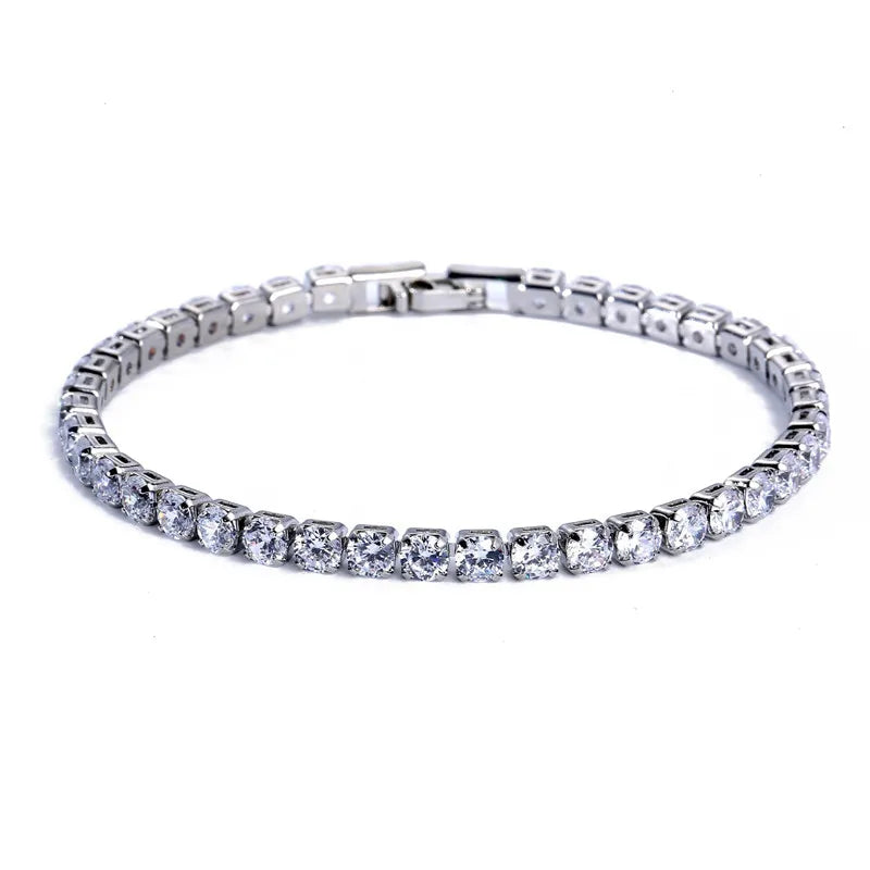 Luxury Hiphop Iced Out  4mm Cubic Zirconia Crystal Tennis Bracelets For Women Men Gold Color Silver Color Bracelet Chain Jewelry