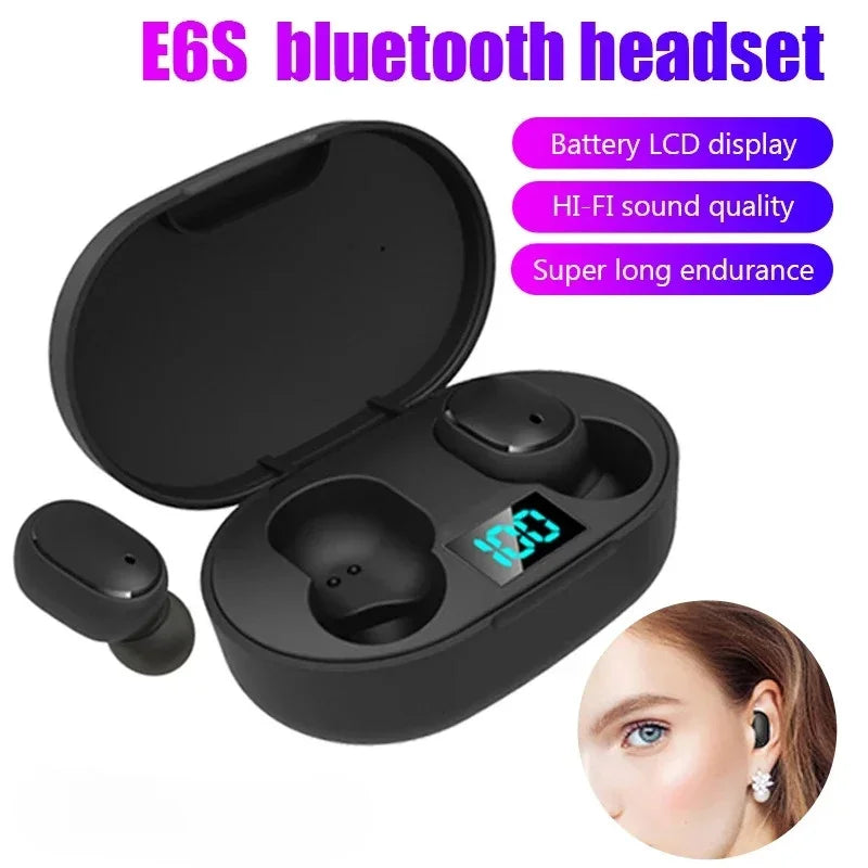 E6S TWS Bluetooth Earphones Wireless Bluetooth Headset Noise Cancelling Headsets With Microphone Headphones For Xiaomi Redmi