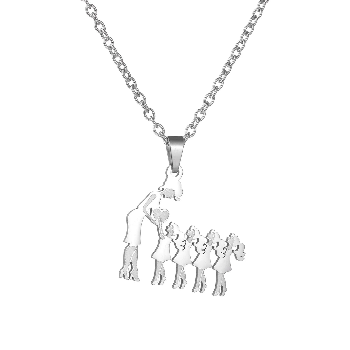 Mom Daughter Son Family Necklace Stainless Steel Chain Multiples Childs Silver Color Pendant Jewelry Women Mother's Day Gift